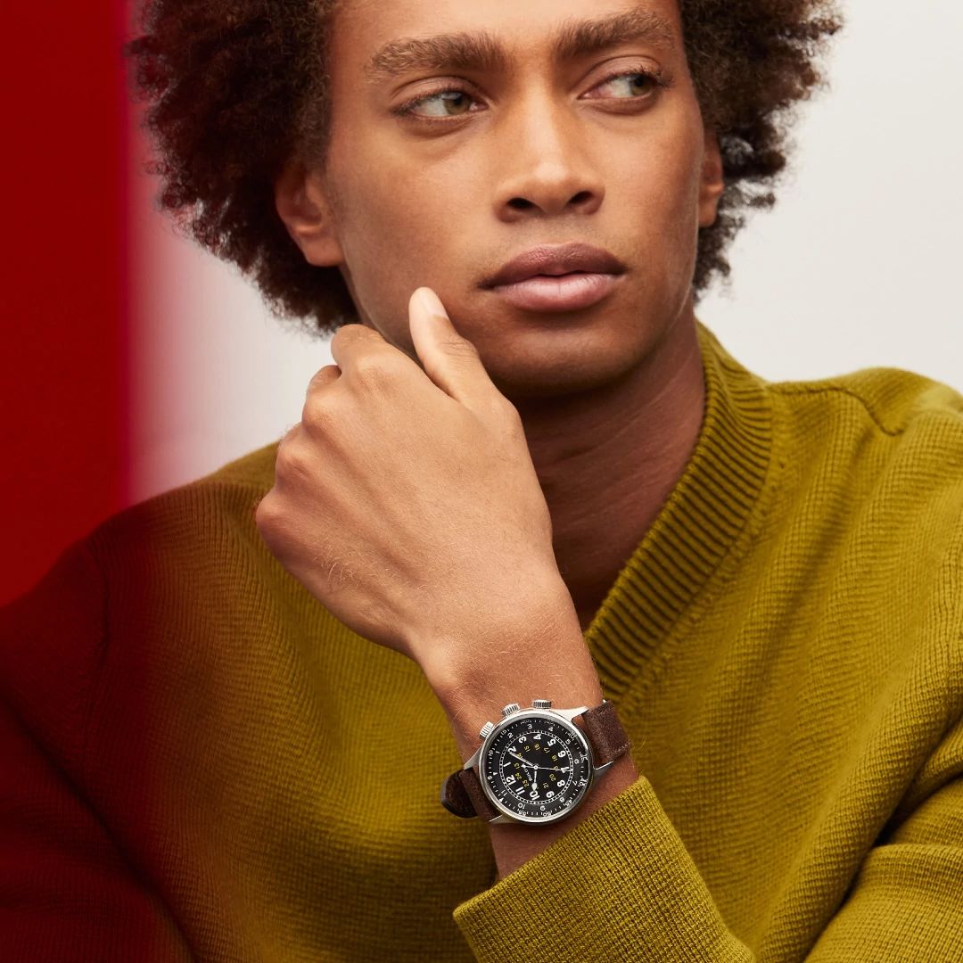 Black Dial Leather Strap A-15 Pilot 96A245 | Bulova